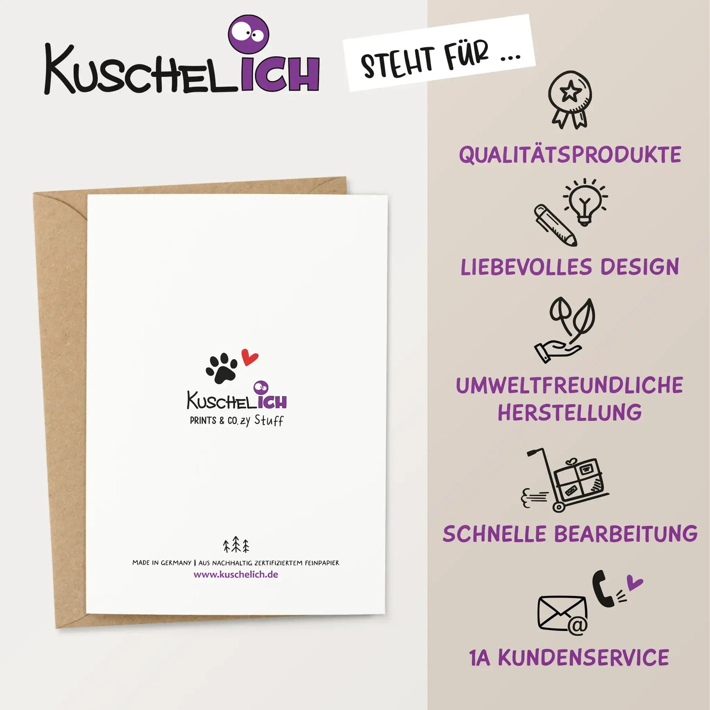 Nachhaltige Hundekarte von Kuschelich – Umweltfreundliche Klappkarte mit liebevollem Design.