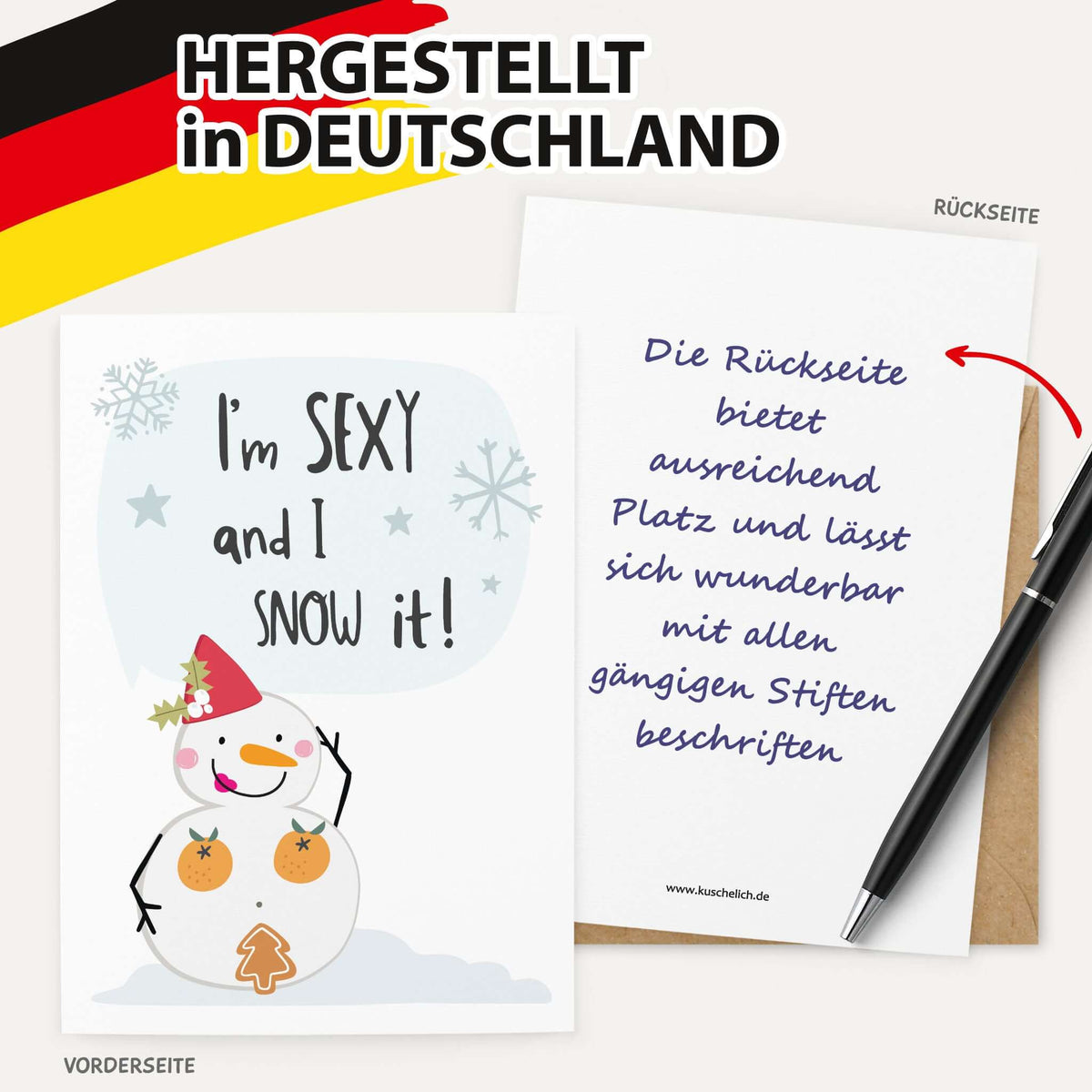 Adventskarte "I´m sexy and I snow it!" Made in Germany