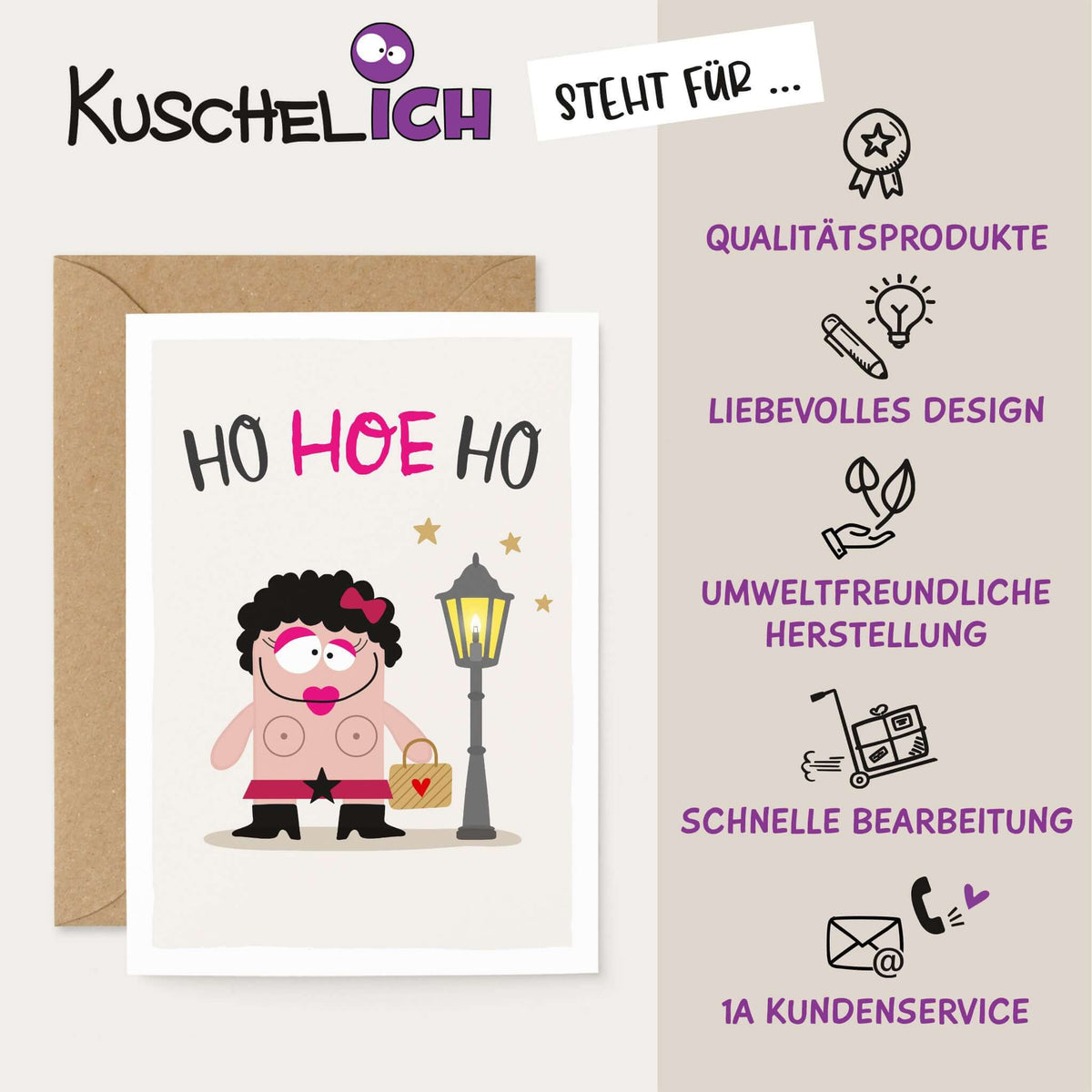 Adventskarte "Ho Hoe Ho" Qualität