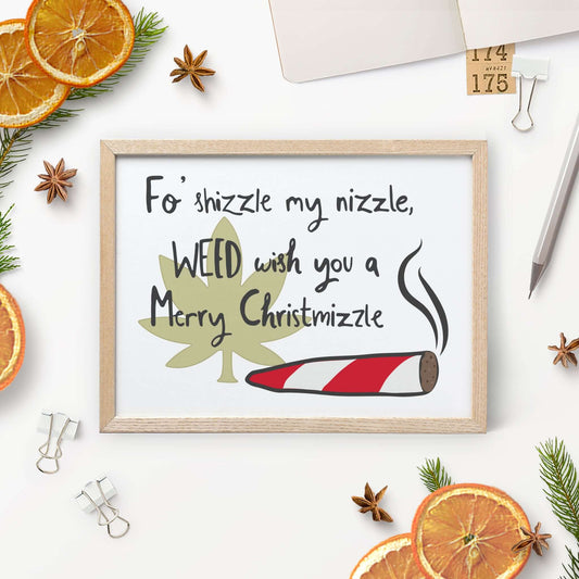 Lustige Grußkarte "Weed wish you Merry Christmizzle" - Ansicht