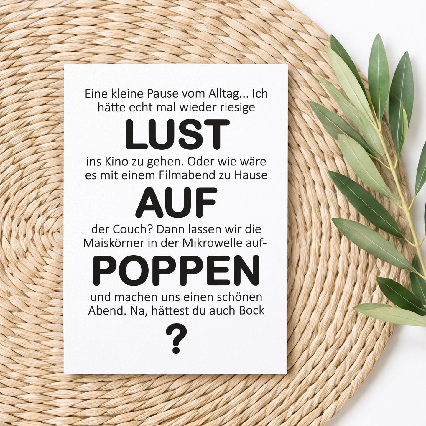 Postkarte Filmabend – mit Kraftumschlag – KuschelICH