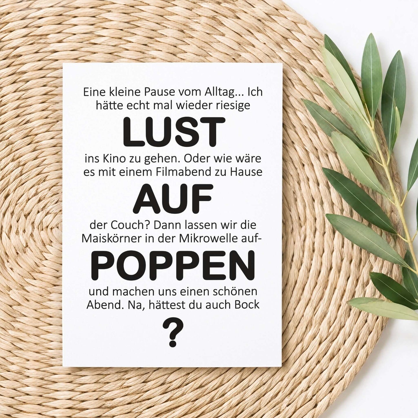 Postkarte Filmabend – mit Kraftumschlag – KuschelICH