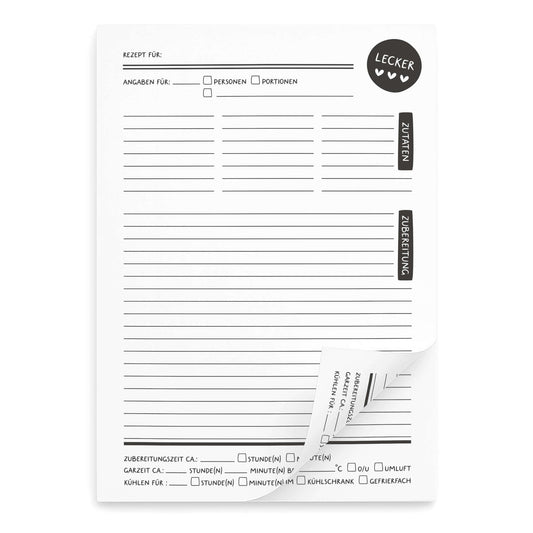 Vorderseite Rezeptblock A4 – Zutaten & Zubereitung