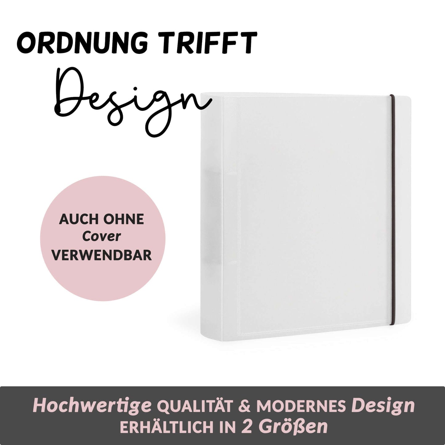 Transparenter DIN A5 Ordner mit rosa Gummizug, ohne Motiv