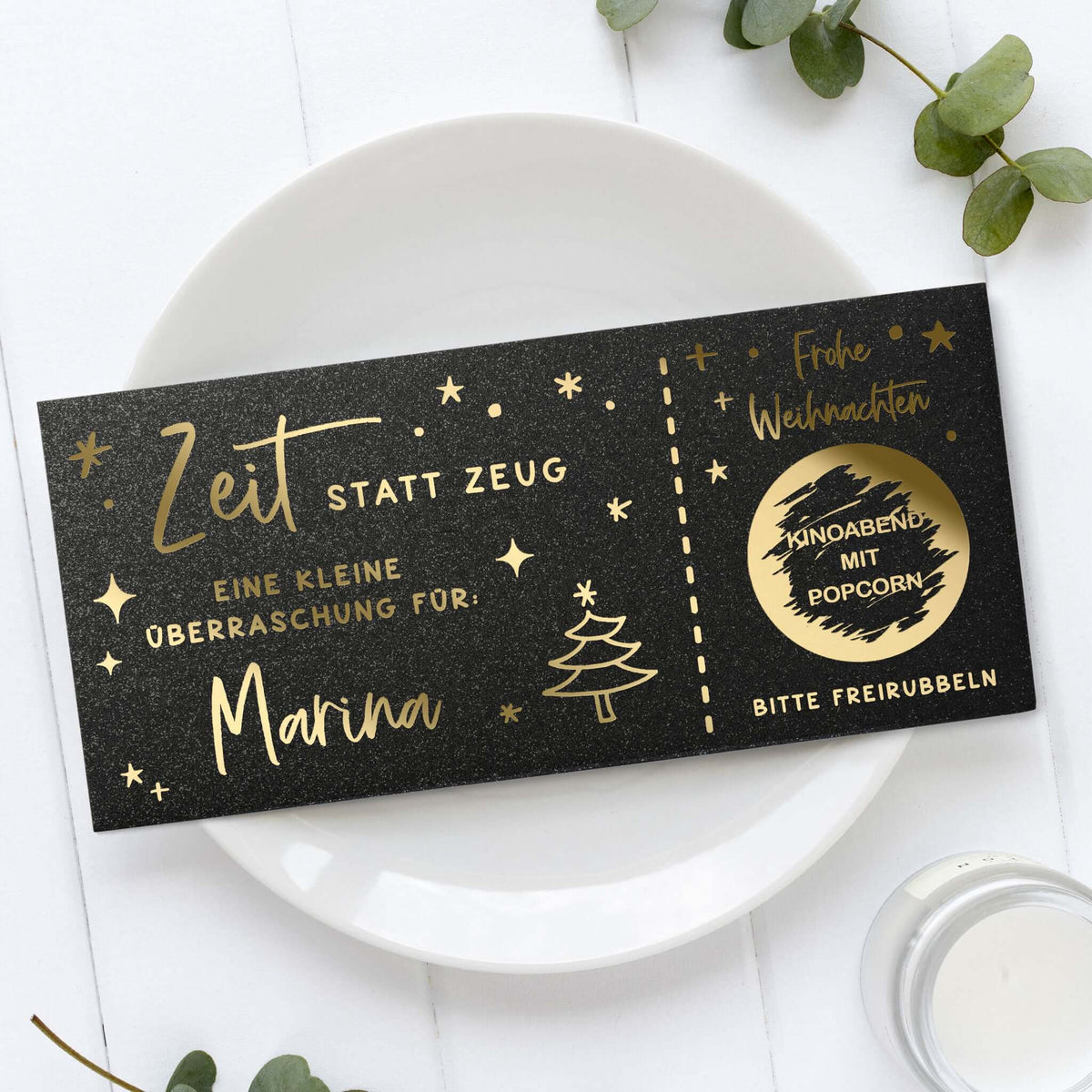 Personalisierter Rubbelgutschein Weihnachten – edle Folienkarte