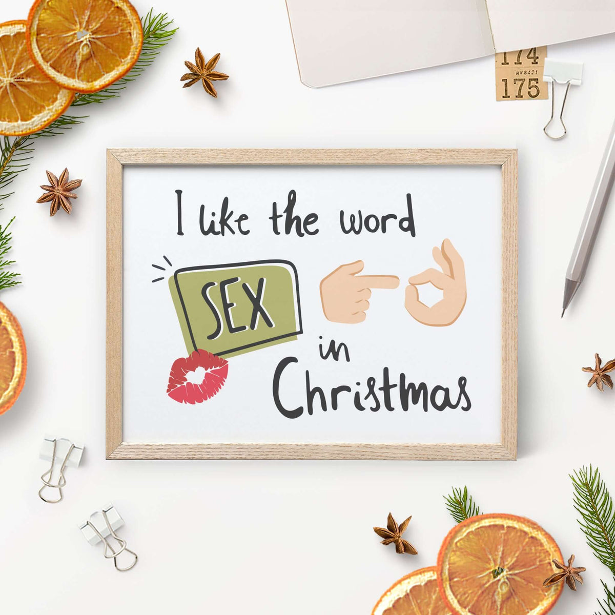 Lustige Weihnachtskarte "I like the word S** in Christmas" - Vorderseite