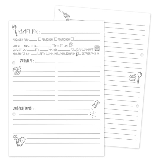 Rezeptseiten zum selber ausfüllen im Format DIN A5