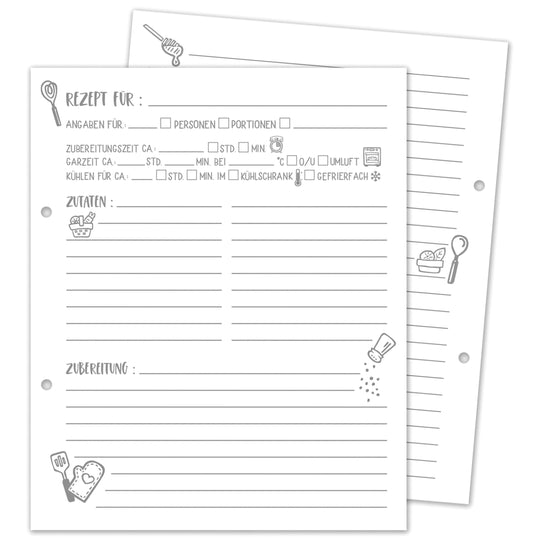 40 Rezeptblätter Nachfüllset passend für Cozybook Rezeptordner