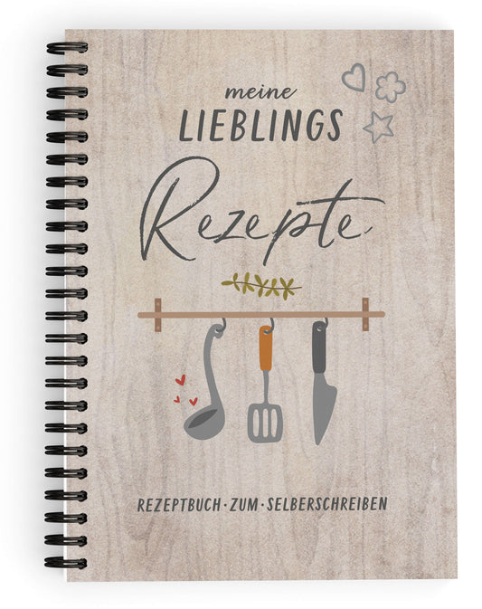 Rezeptbuch zum Selberschreiben "Meine Lieblingsrezepte" - DIN A5 Spiralbuch mit Inhaltsverzeichni