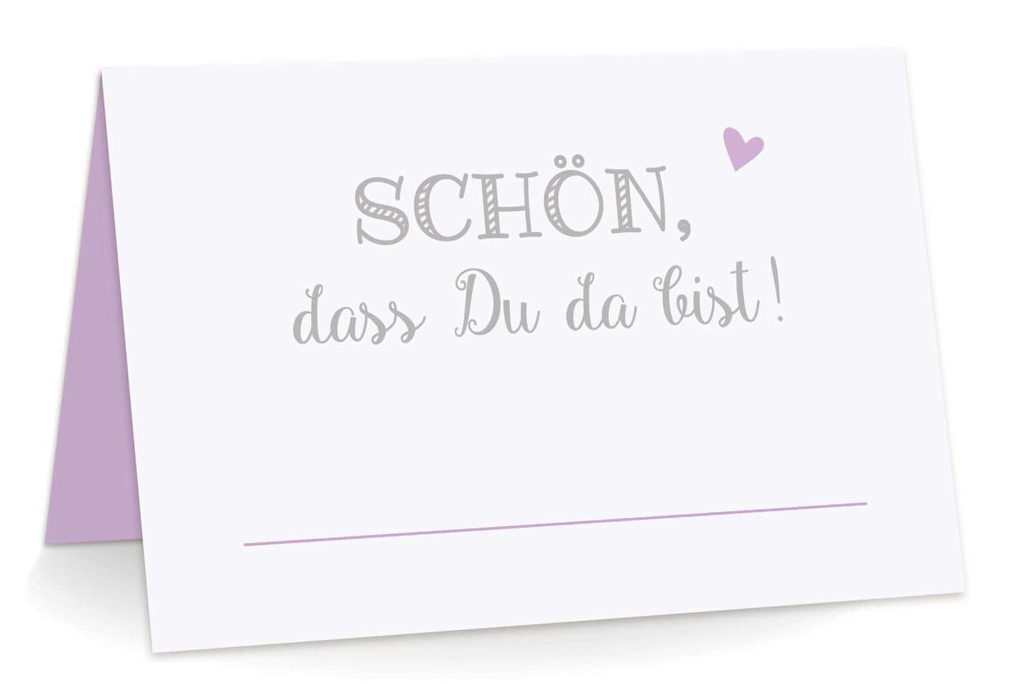 Tischkarten "Schön, dass Du da bist!" flieder lila