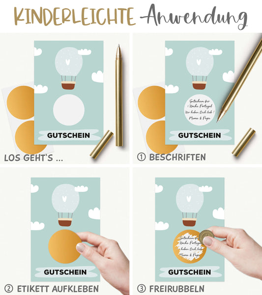 Anwendungsbeispiel Rubbeletiketten zum Aufkleben, Rubbelaufkleber, Scratch Off Sticker