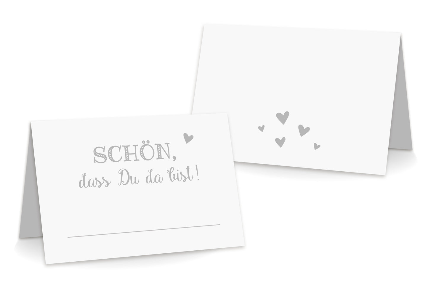 Rueckseite Tischkarten "Schön, dass Du da bist!" grau