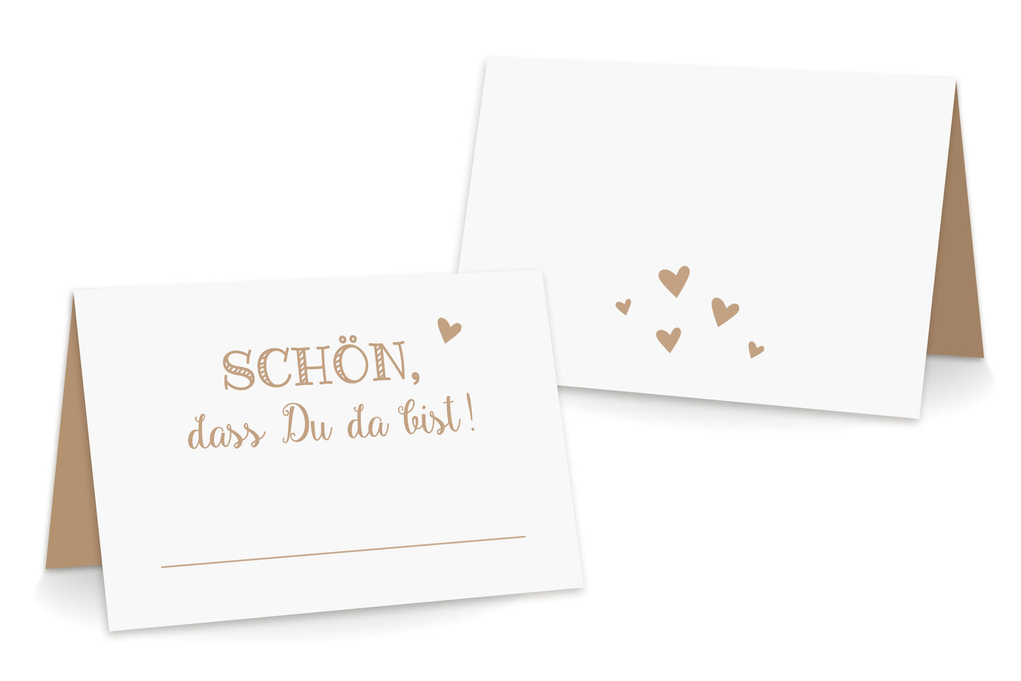 Rueckseite Tischkarten "Schön, dass Du da bist!" braun