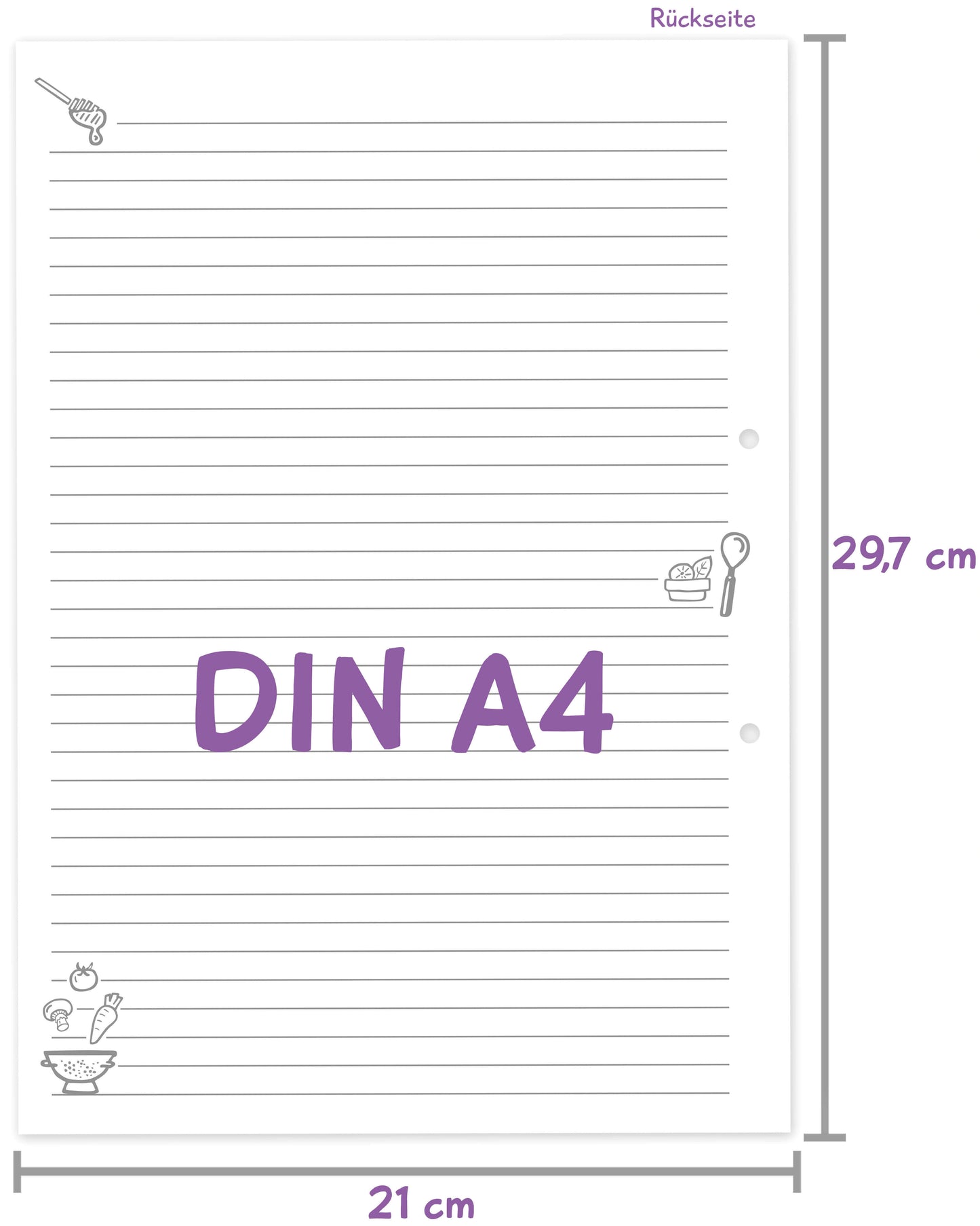 Rückseite Rezeptseiten zum selber ausfüllen im Format DIN A4