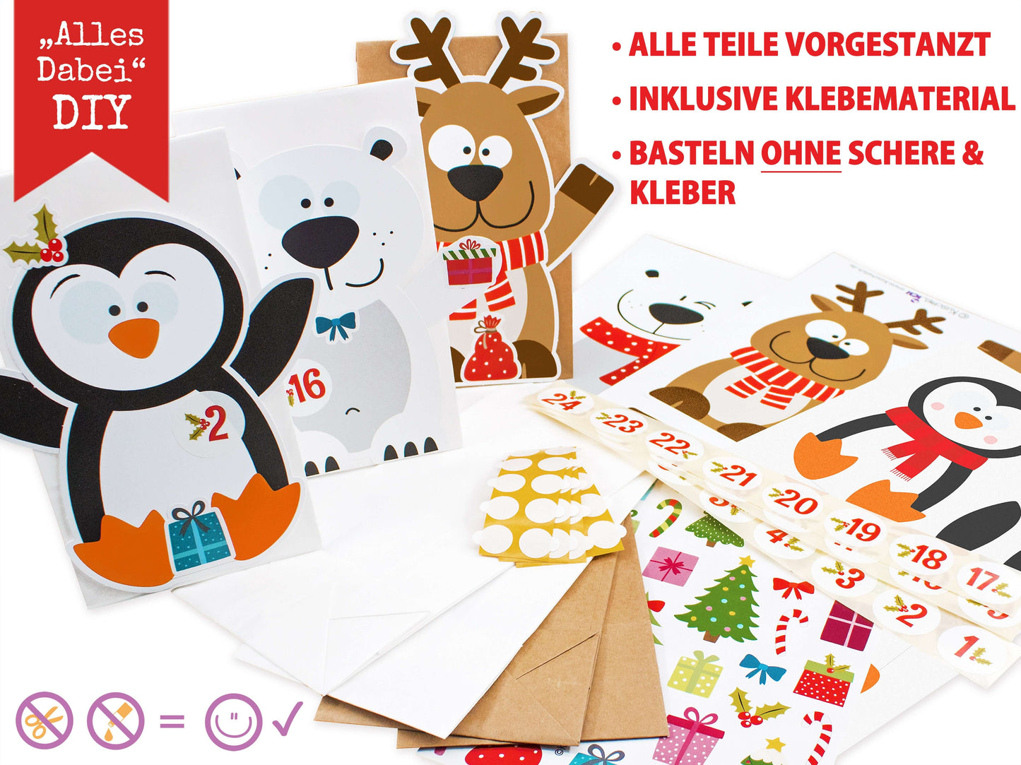 Adventskalender zum Befüllen "X-Mas-Friends" Übersicht Bestandteile