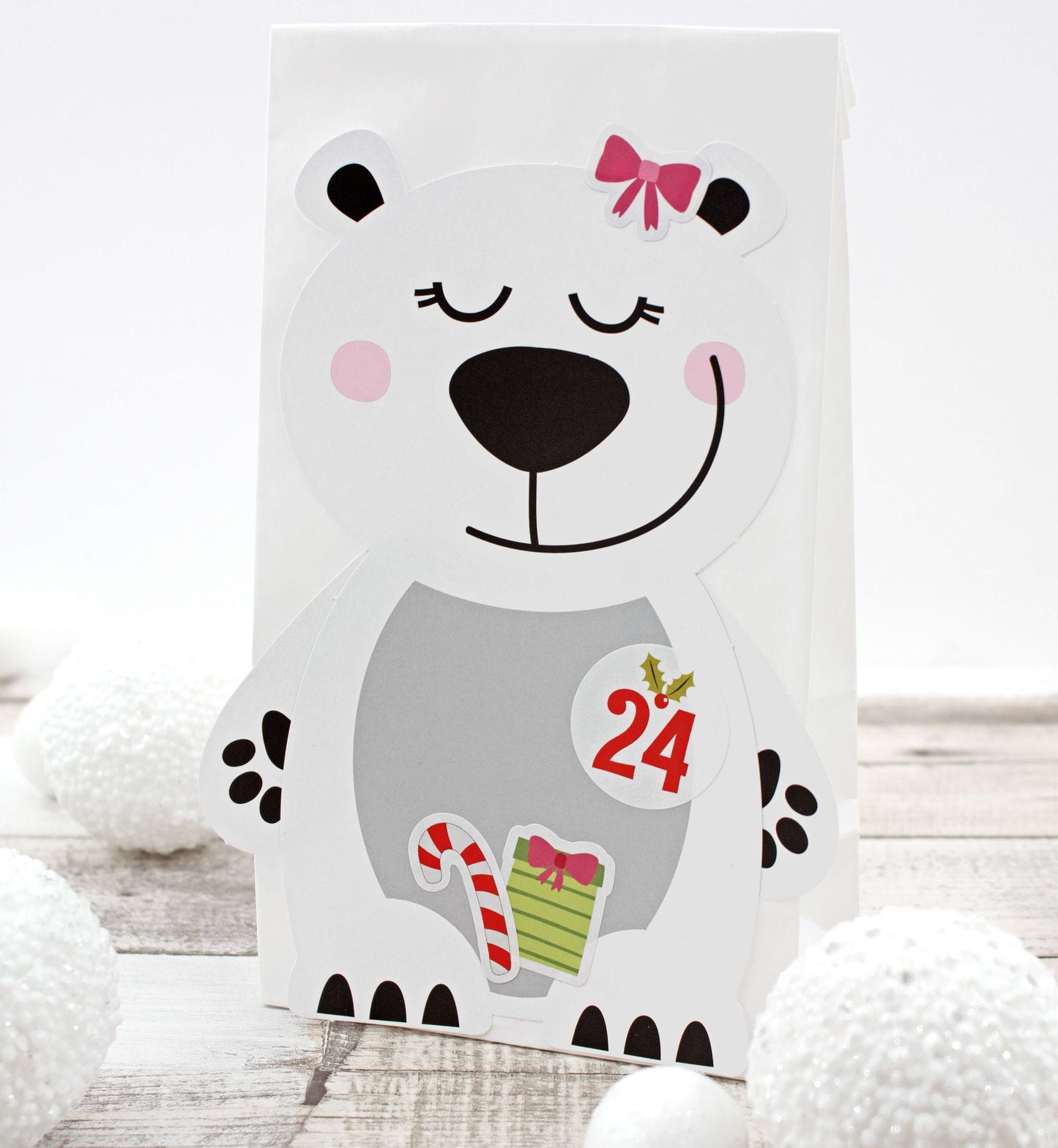 Adventskalender zum Befüllen "X-Mas-Friends" Motiv Eisbaer