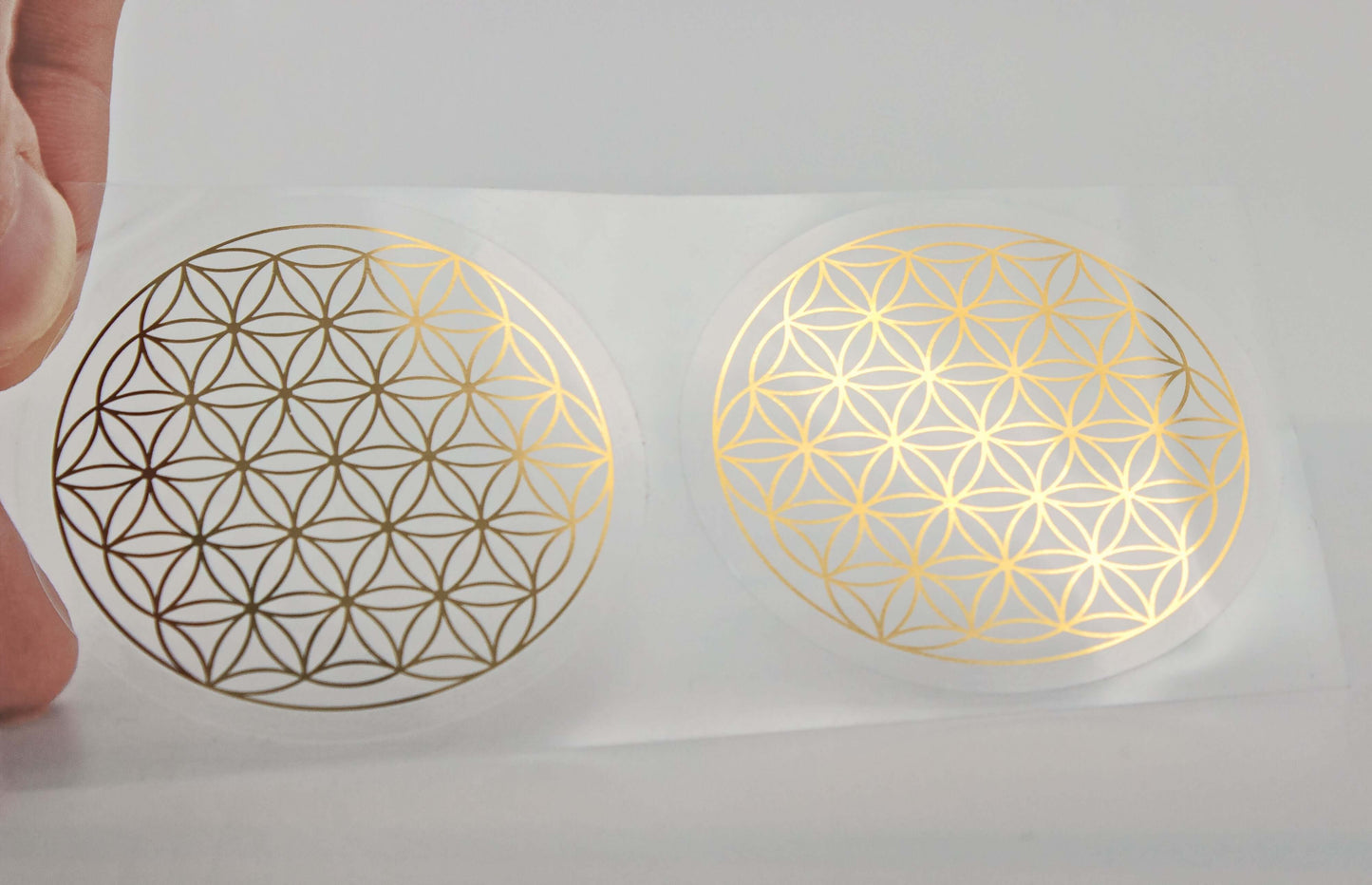 Blume des Lebens Aufkleber Gold 5 cm Durchmesser abriebfest transparent 1 Aussenring Ansicht
