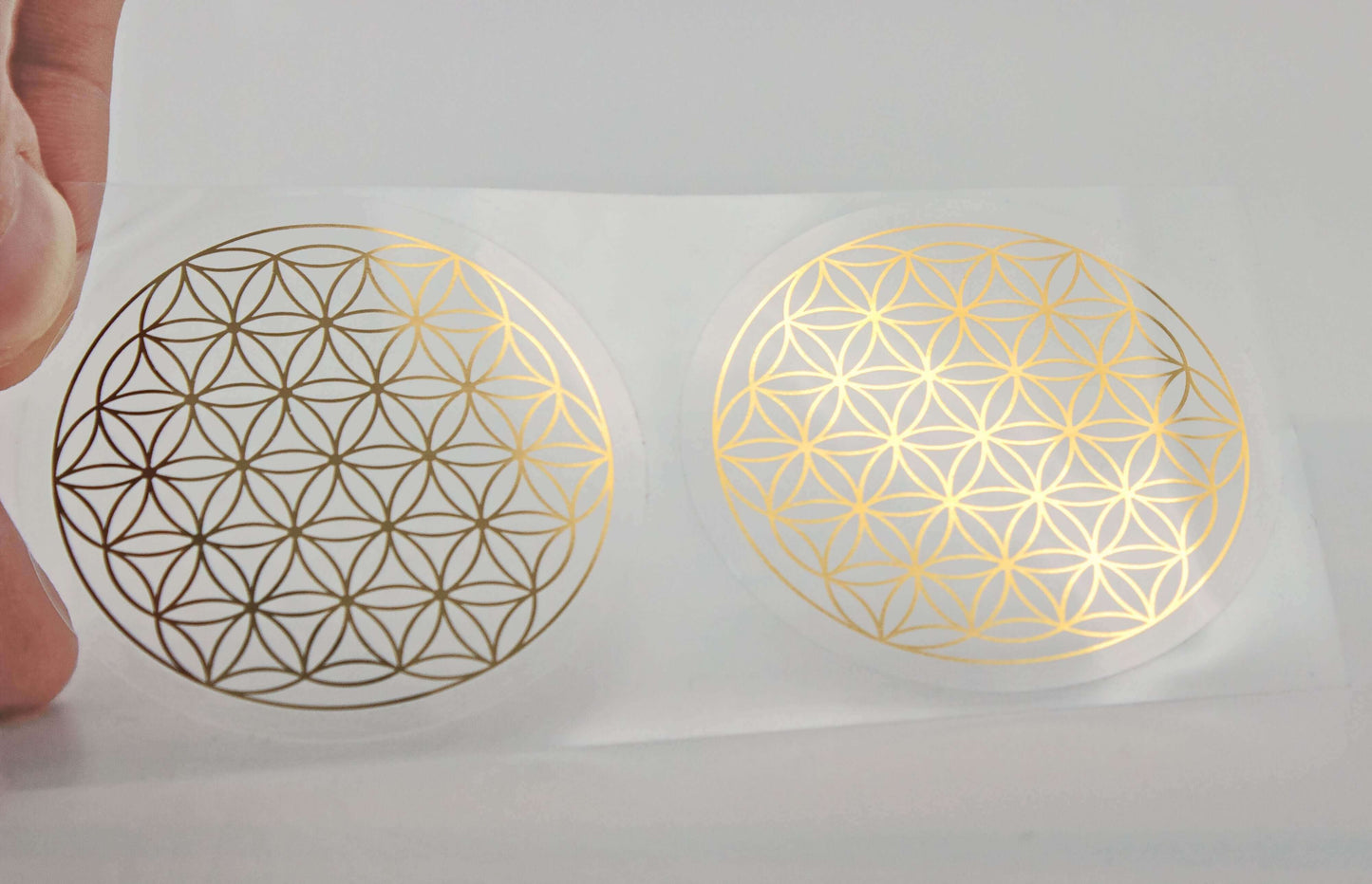 Blume des Lebens Aufkleber Gold 5 cm Durchmesser abriebfest transparent 1 Aussenring Ansicht