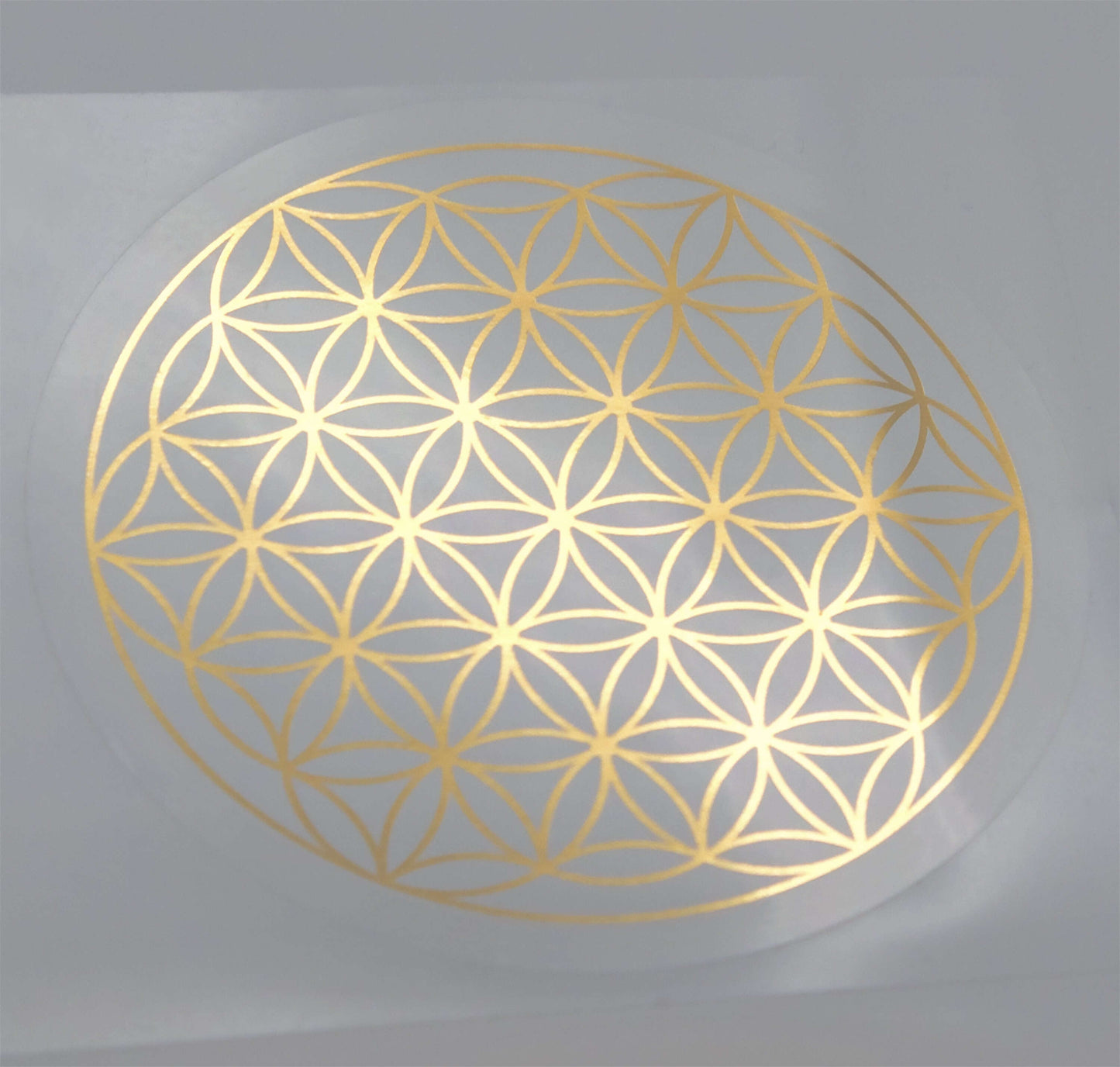 Blume des Lebens Aufkleber Gold 5 cm Durchmesser abriebfest transparent 1 Aussenring