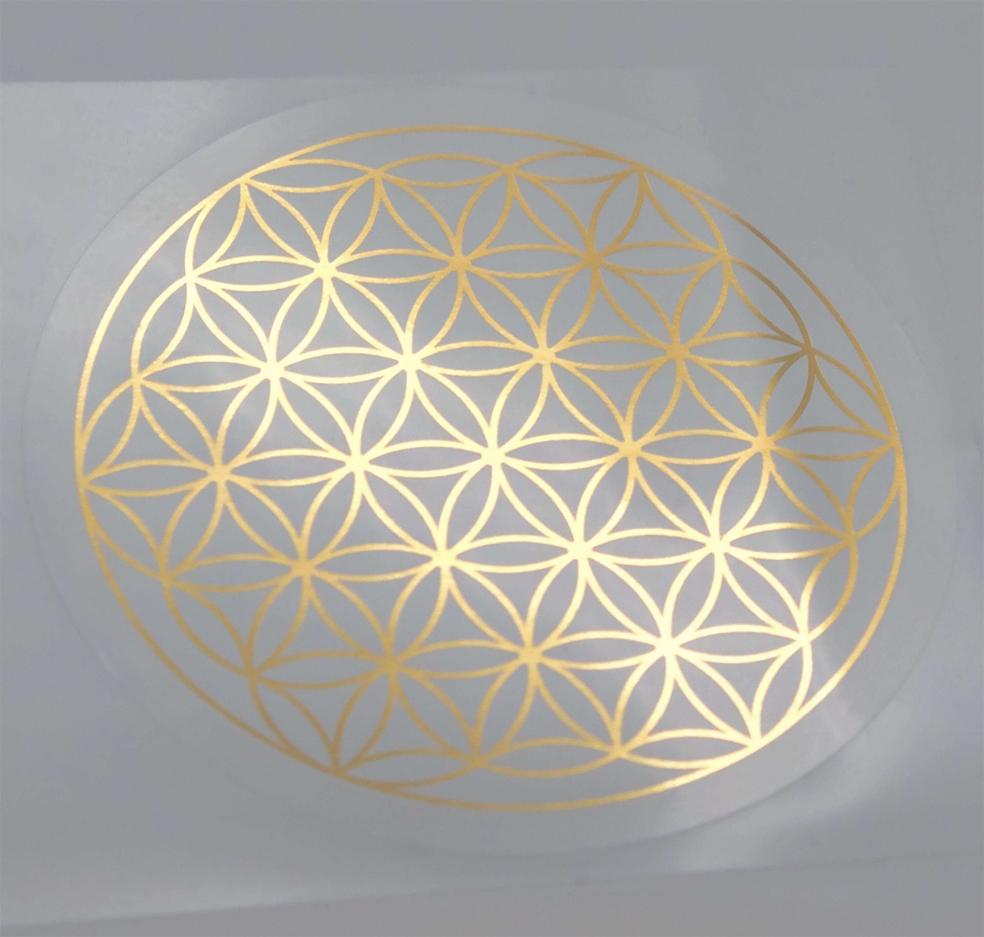Blume des Lebens Aufkleber Gold 5 cm Durchmesser abriebfest transparent 1 Aussenring