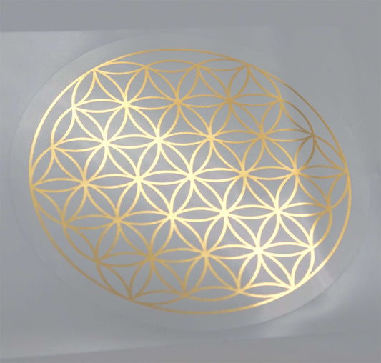 Blume des Lebens Aufkleber Gold 5 cm Durchmesser abriebfest transparent 1 Aussenring