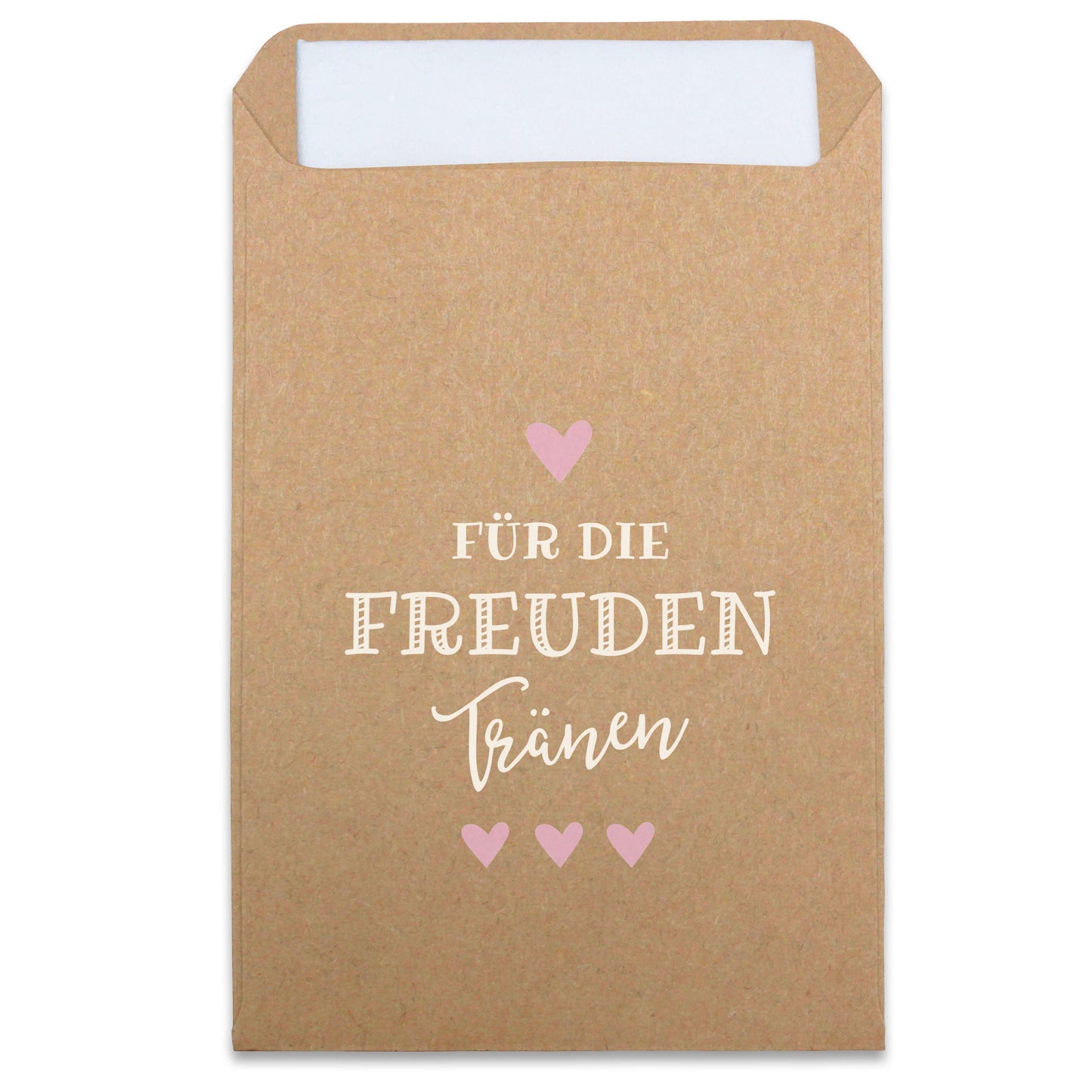 Freudentränen Taschentücher Hüllen "Für die Freudentränen" Kraftpapier mit rosa