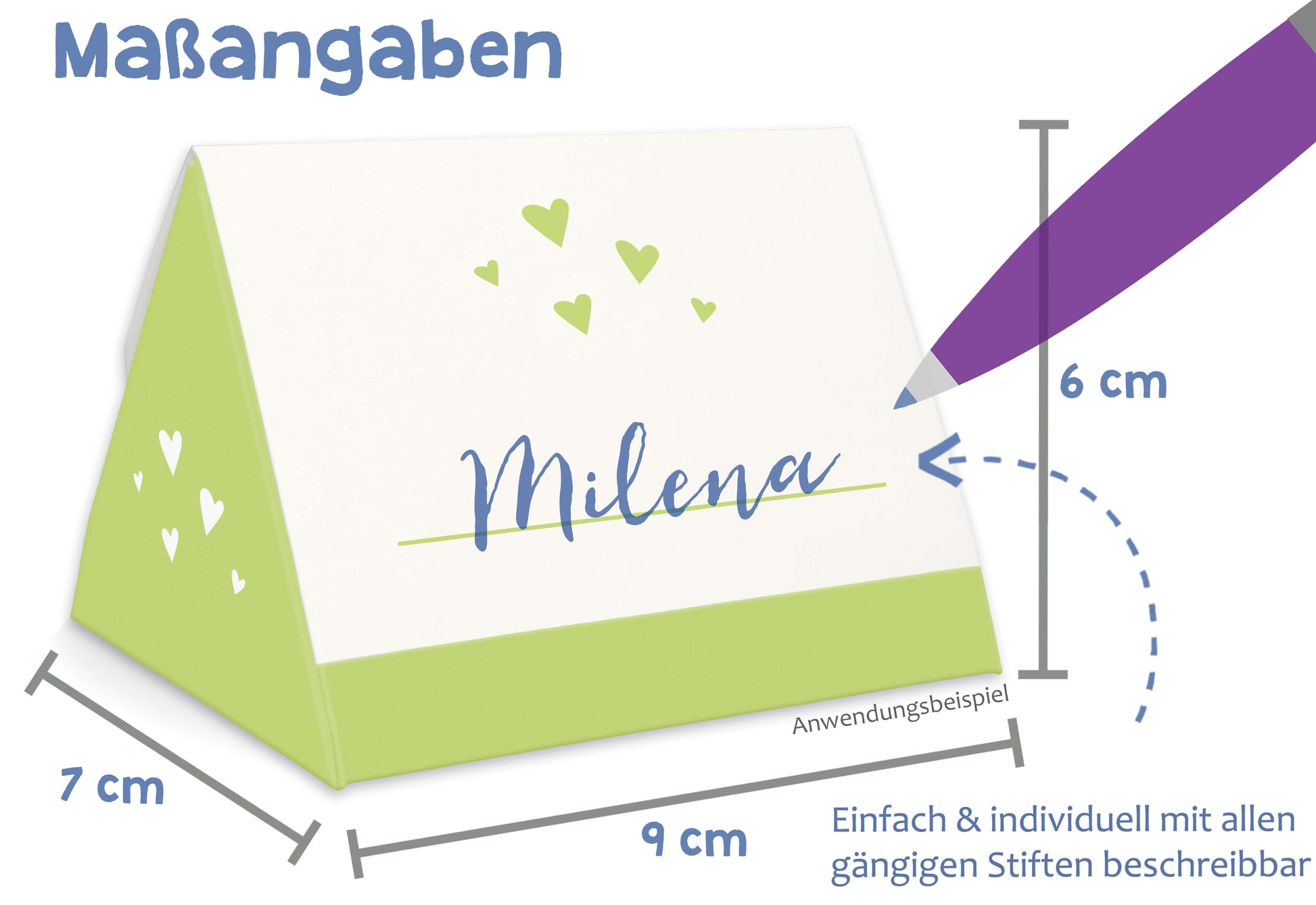 Geschenkschachtel für Gastgeschenk Hochzeit grün beschreibbar
