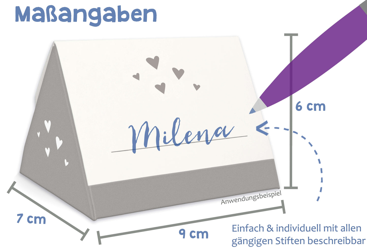 Geschenkschachtel für Gastgeschenk Hochzeit grau beschreibbar