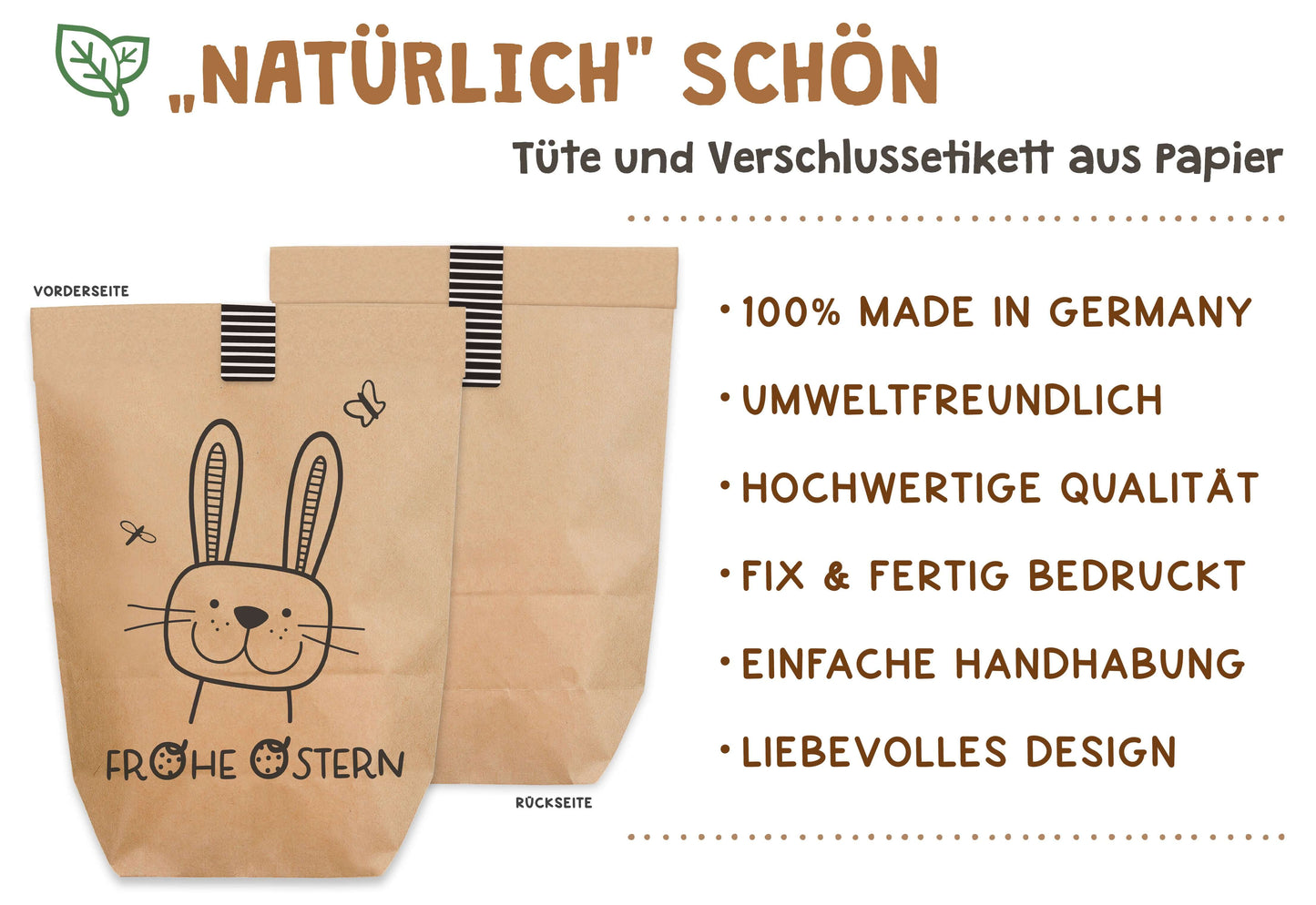 Ostertüte "Frohe Ostern" Kraftpapier Qualitaetsmerkmale