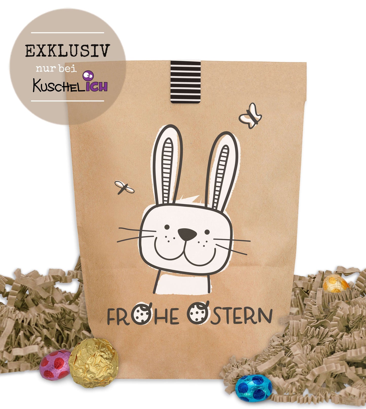 Dekobeispiel Ostertüte "Frohe Ostern" Kraftpapier