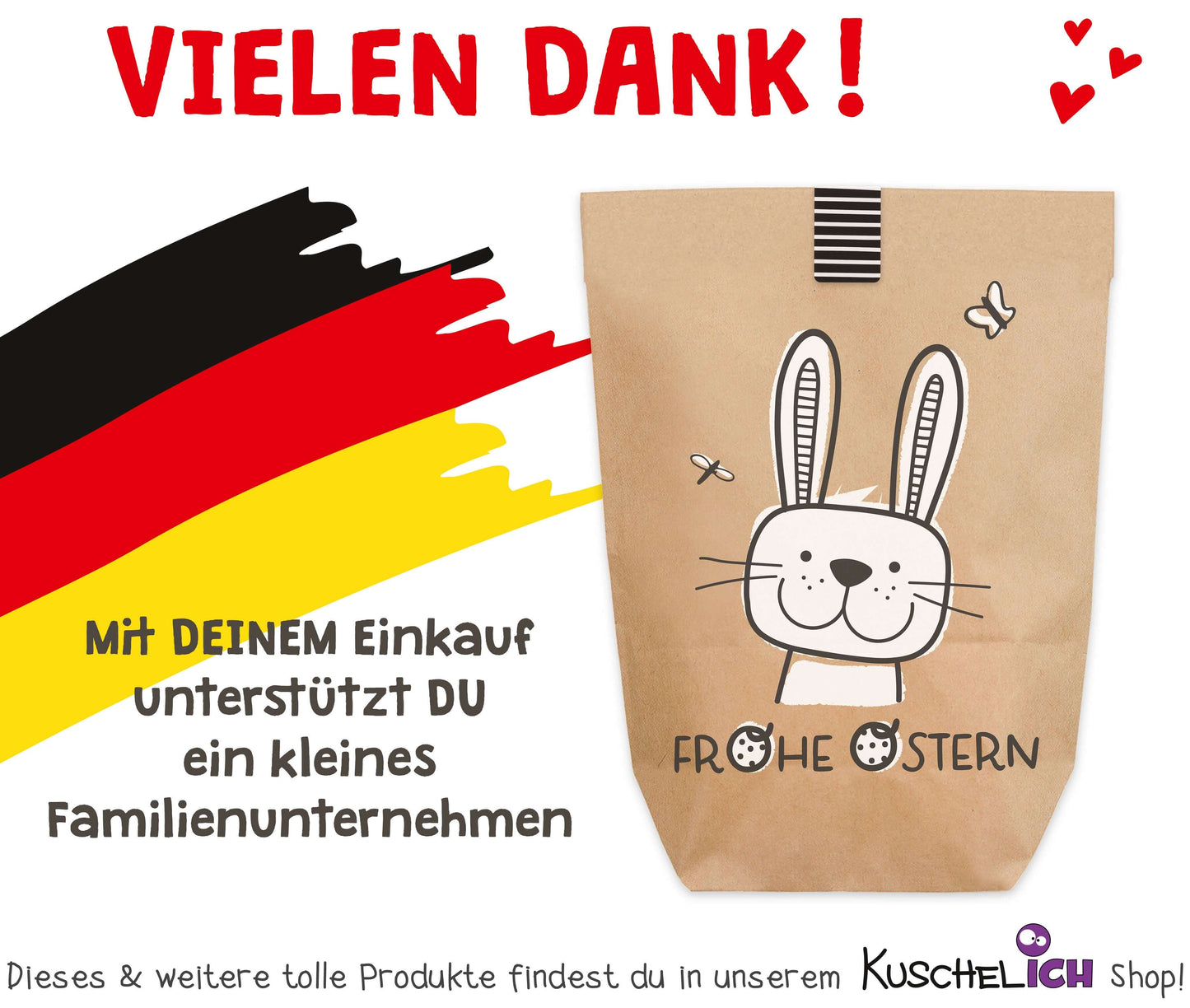 Qualität Made in Germany Ostertüte "Frohe Ostern" Kraftpapier