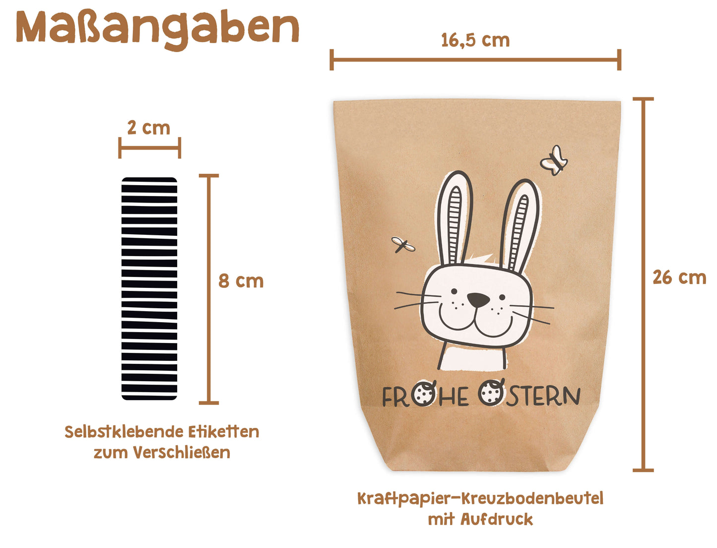 Ostertüte "Frohe Ostern" Kraftpapier Maße 16,5x26cm