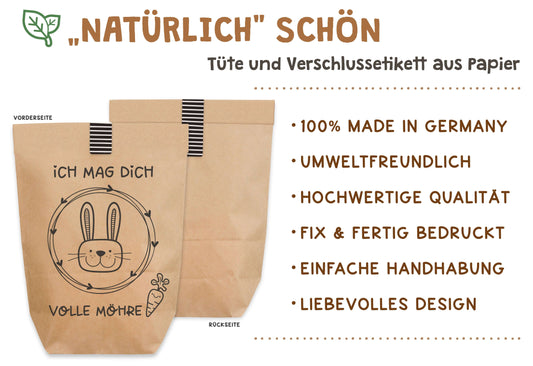 Qualität Ostertüte "Ich mag Dich Volle Möhre" Kraftpapier