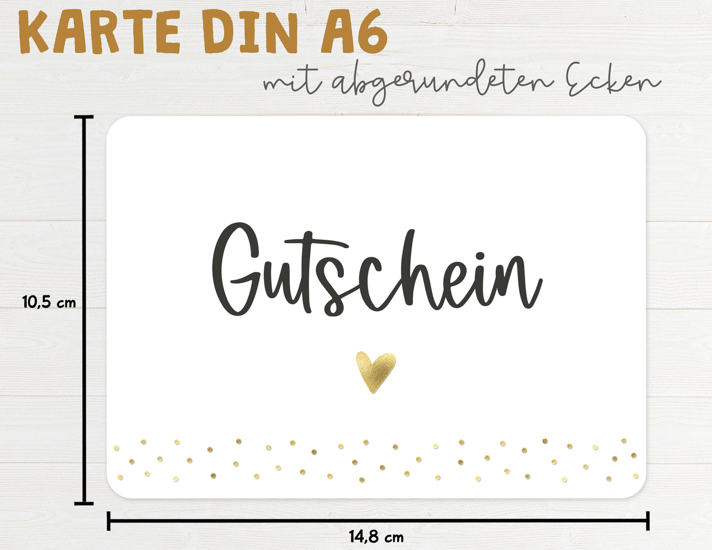 Karte "Gutschein" mit Briefumschlag Maße DIN A6