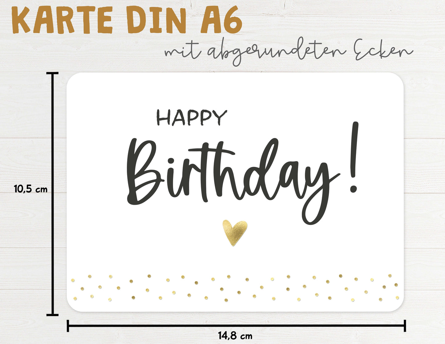 Karte "Happy Birthday" mit Briefumschlag Maße DIN A6