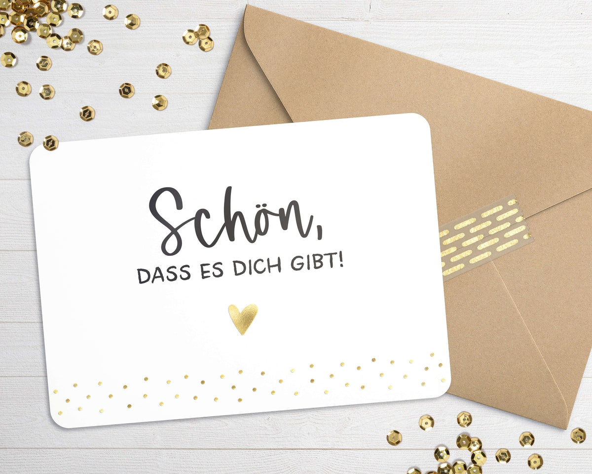 Karte "Schön, dass es Dich gibt!" mit Briefumschlag mit Herz