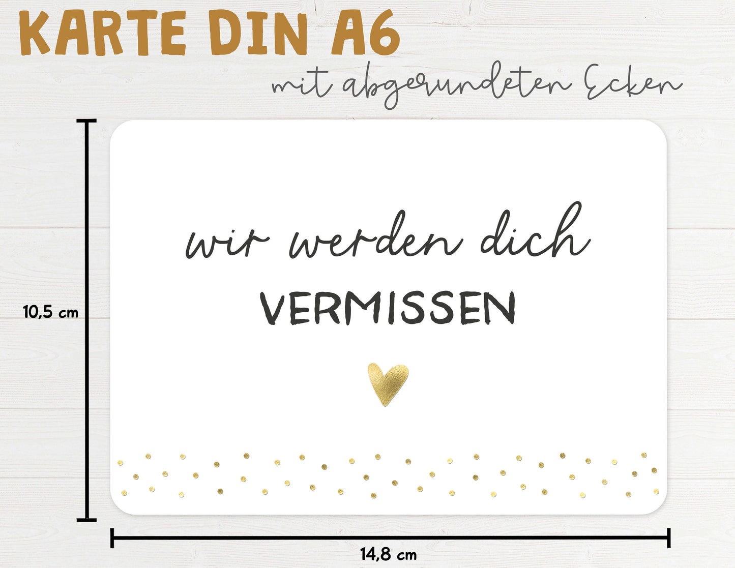 Karte "wir werden dich VERMISSEN" mit Briefumschlag Maße DIN A6