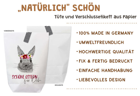 Qualität Ostertüte zum Befüllen "Schöne Ostern für Dich" weiße Tüte