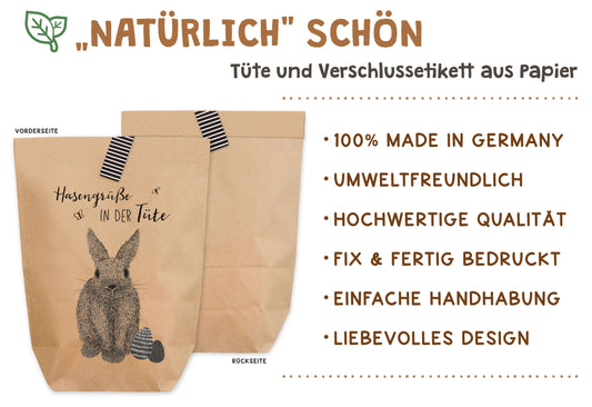 Qualität Ostertüte zum Befüllen "Hasengrüße in der Tüte"