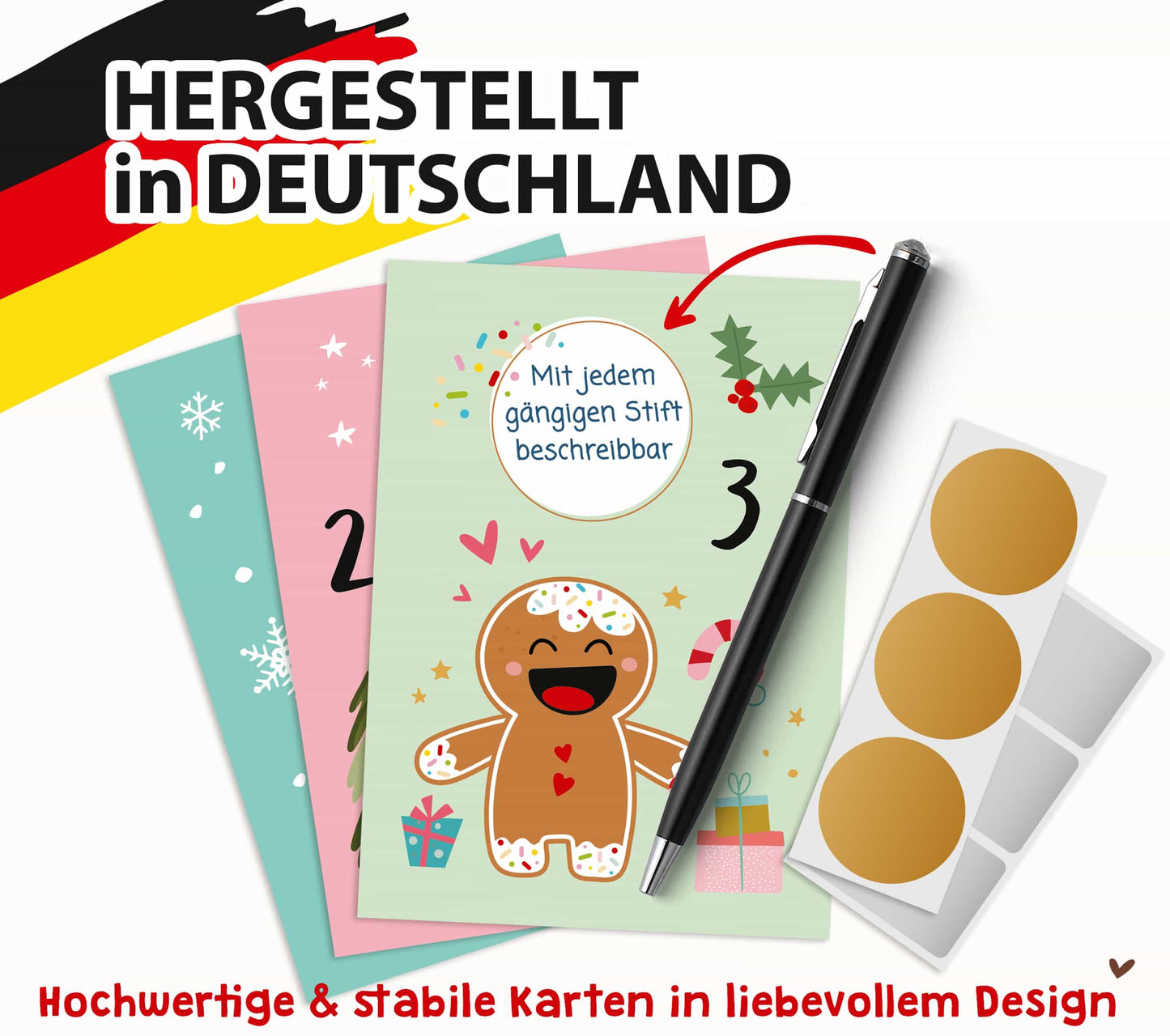 Rubbeladventskalender Bestandteile