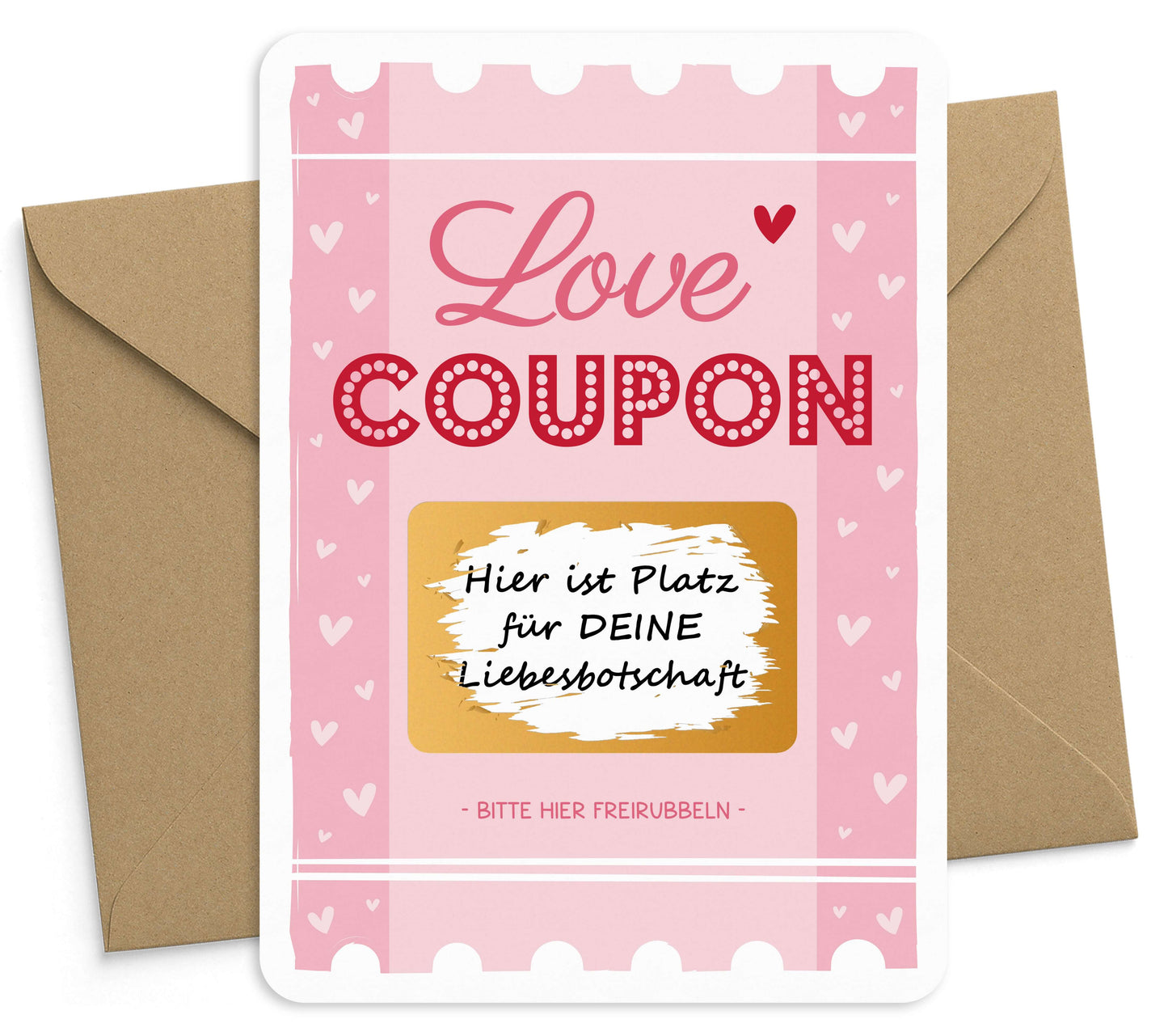 Rubbelkarte zum selber beschriften Gutschein Love Coupon