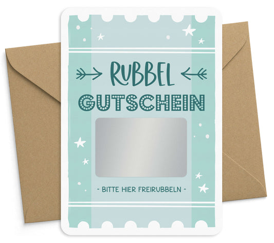 Rubbelkarte zum selber beschriften Gutschein mit Umschlag