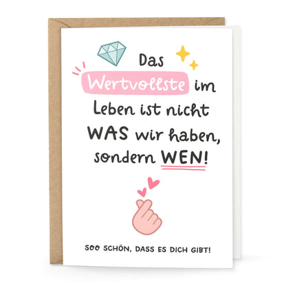 Klappkarte Freundschaft Das Wertvollste ist WEN wir haben – Klappkarte DIN A6 – KuschelICH