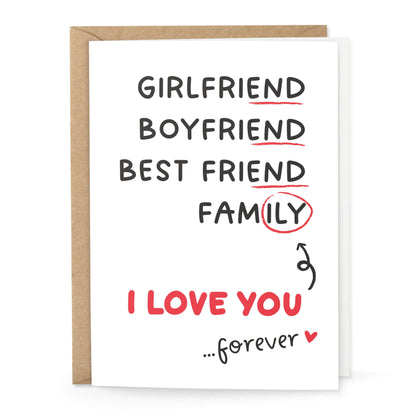 Klappkarte Familie I Love You forever – Girlfriend Boyfriend Family Wortspiel – KuschelICH