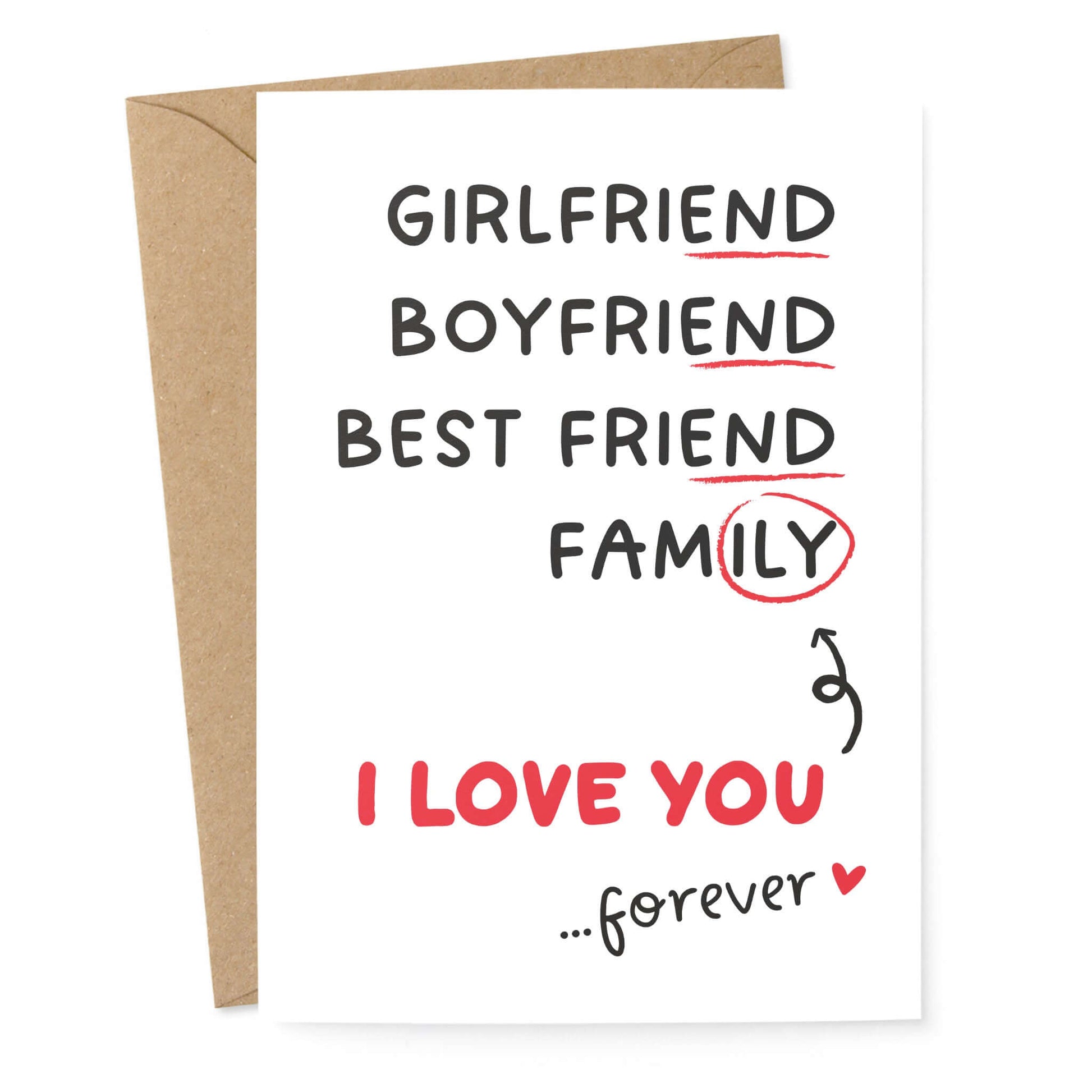 Postkarte Familie I Love You forever – Girlfriend Boyfriend Family Wortspiel – KuschelICH