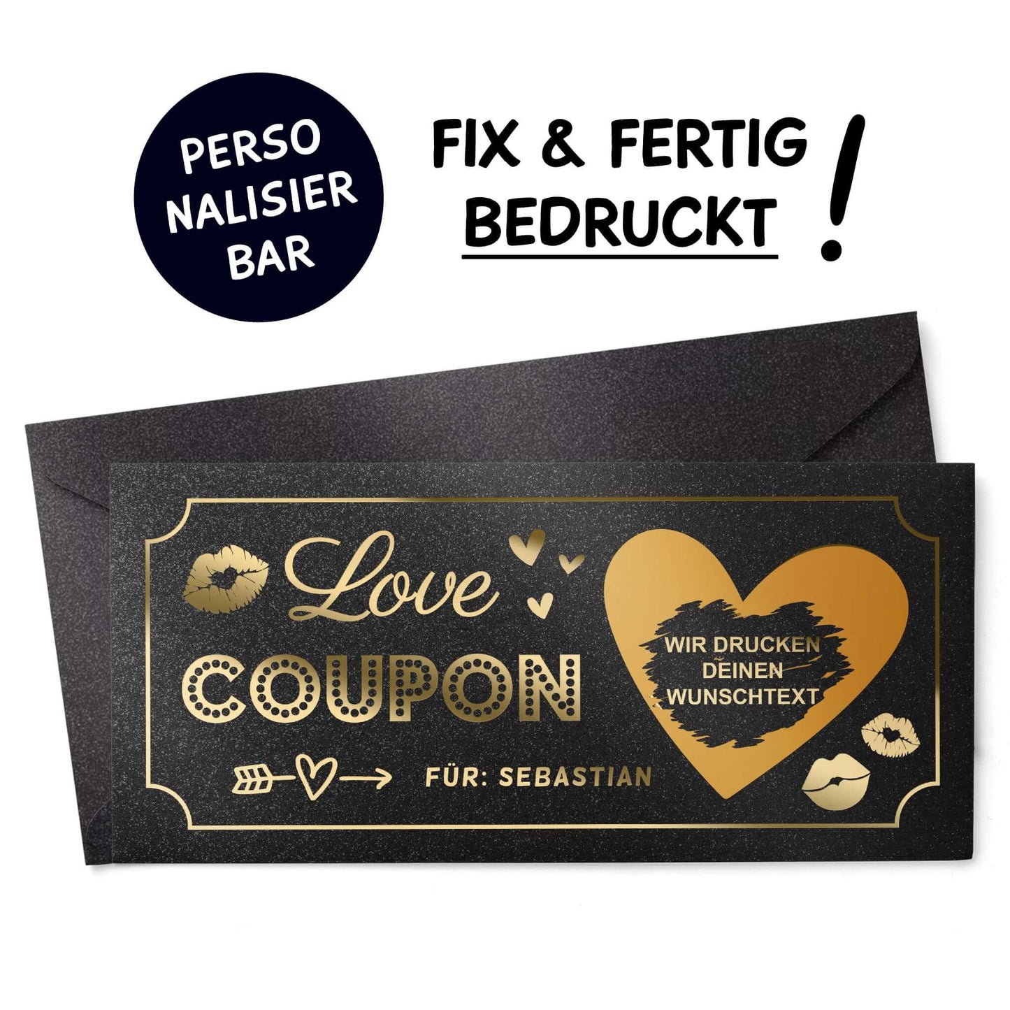 Personalisierter Gutschein mit Rubbelfeld Love Coupon im eleganten Design, perfekt für Überraschungen.