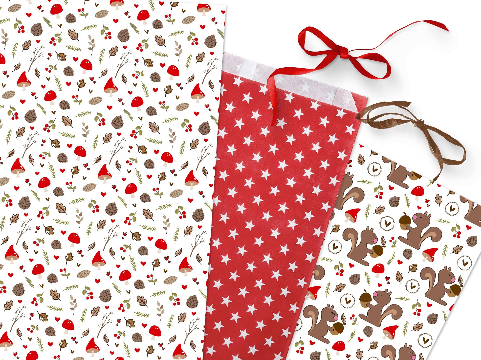 Geschenkpapier für Weihnachten "Eichhörnchen" Übersicht