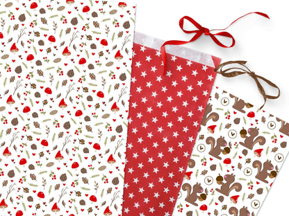 Geschenkpapier für Weihnachten "Eichhörnchen" Übersicht