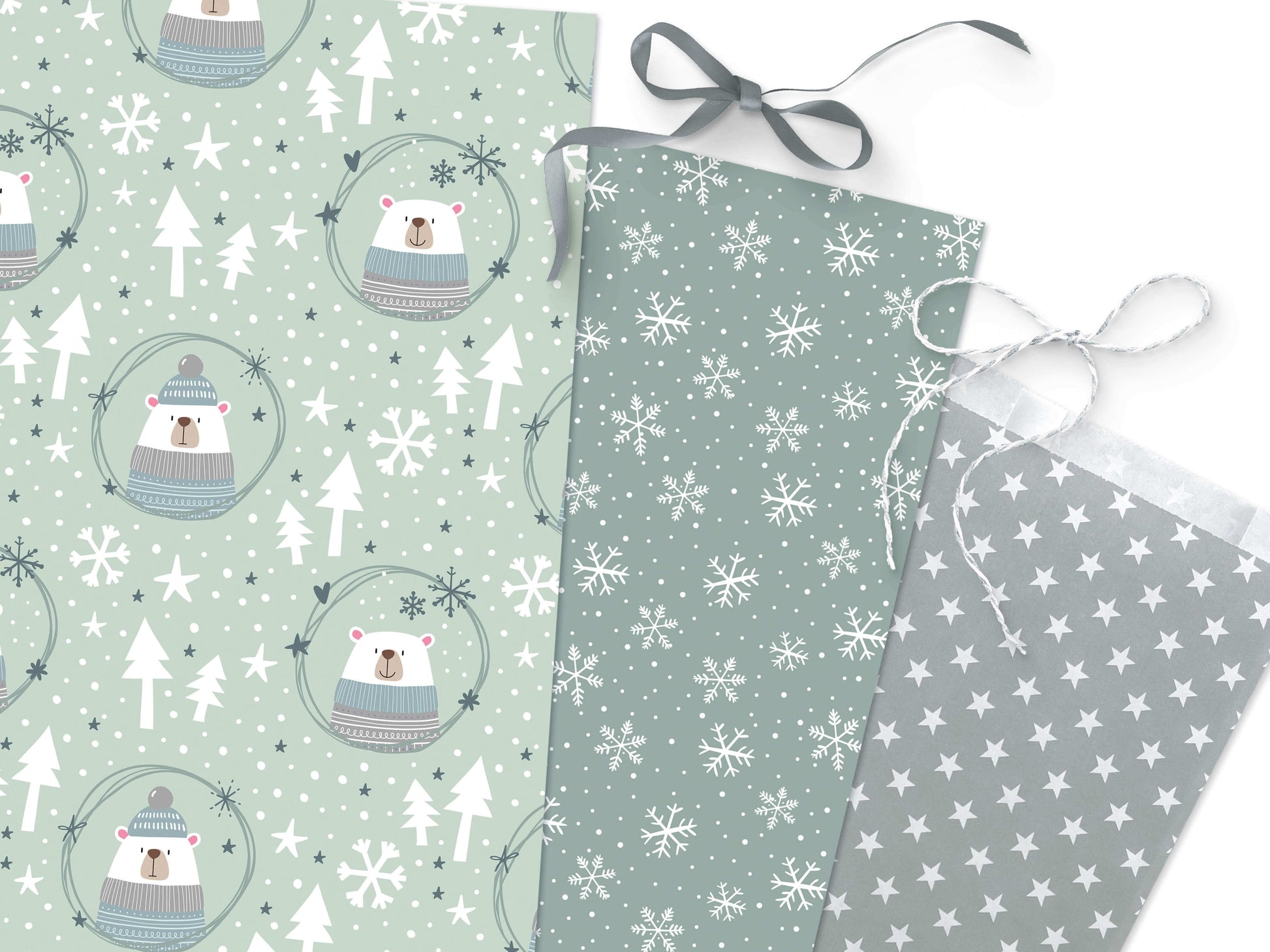 Geschenkpapier für Weihnachten "Eisbär" Übersicht