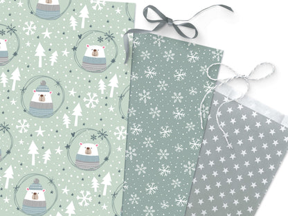 Geschenkpapier für Weihnachten "Eisbär" Übersicht